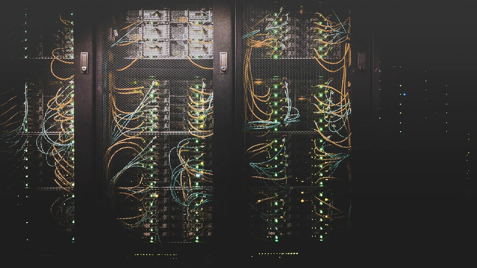 Sealed server drawer with frosted glass and padlock motif in a cool datacenter, no people.
