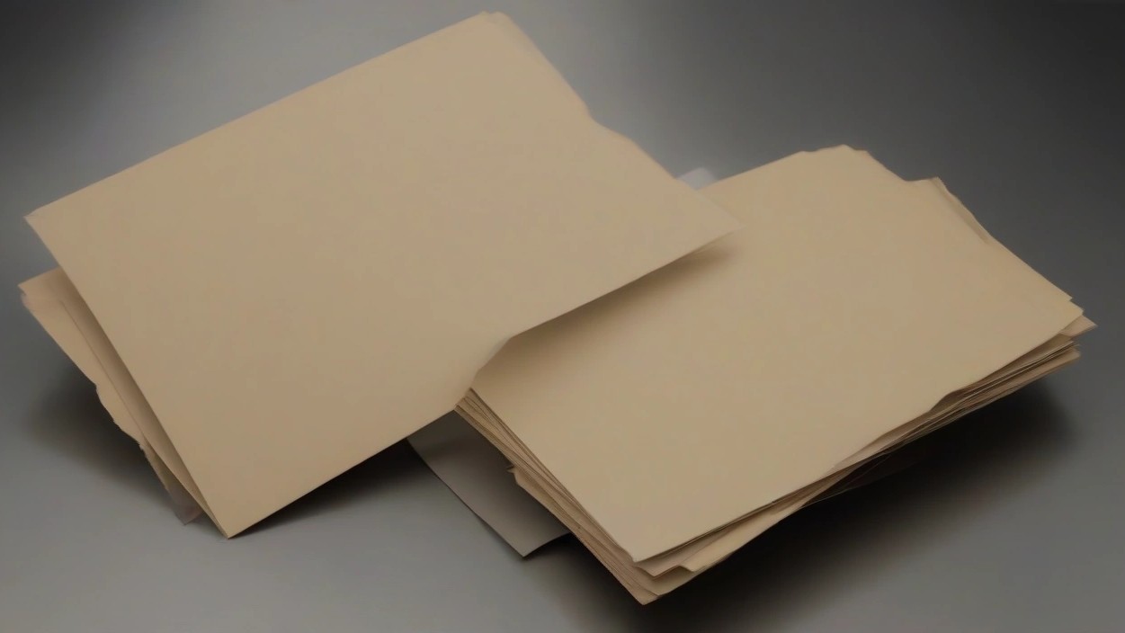 Two stacks of manila envelopes on a metal desk, one larger than the other, suggesting a guaranteed payment and a contingent remainder.