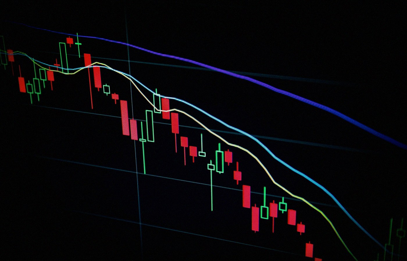 Face-free abstract stock market candlestick chart on dark screen — related still for Anthropic IPO mid-October timeline slip and $15B credit facility coverage