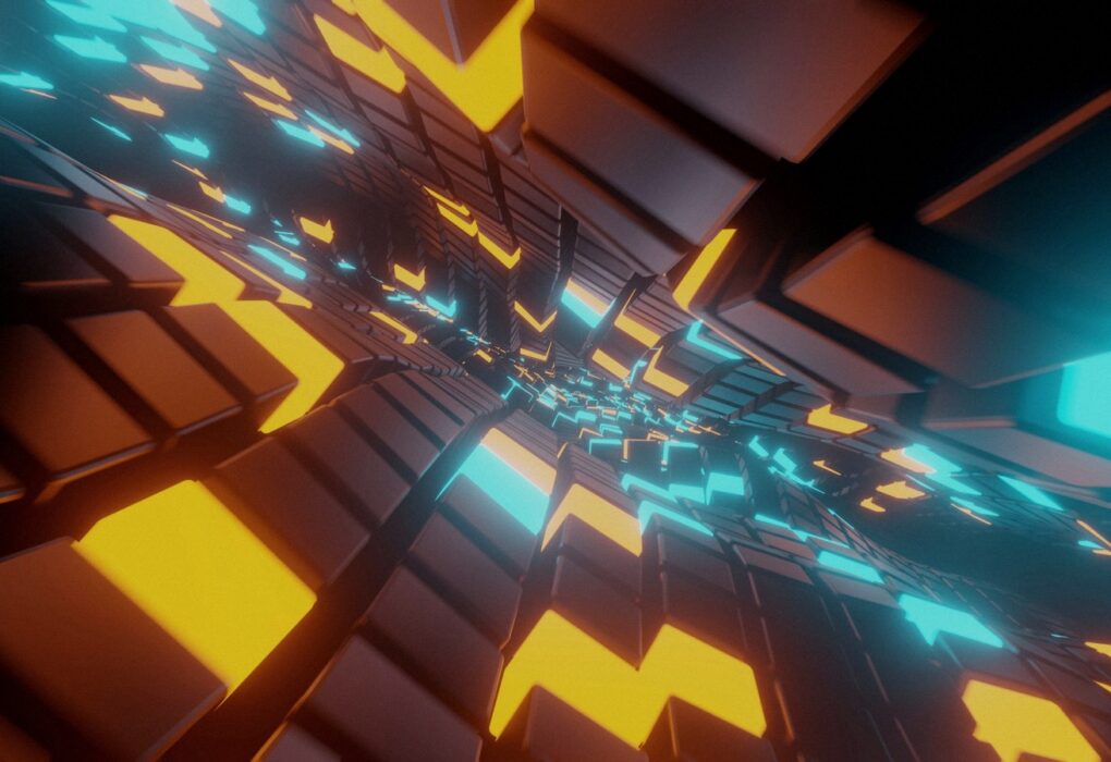 Face-free abstract compute racks for Arcee AI open-weight models — server-room geometry, Sep 16 2026