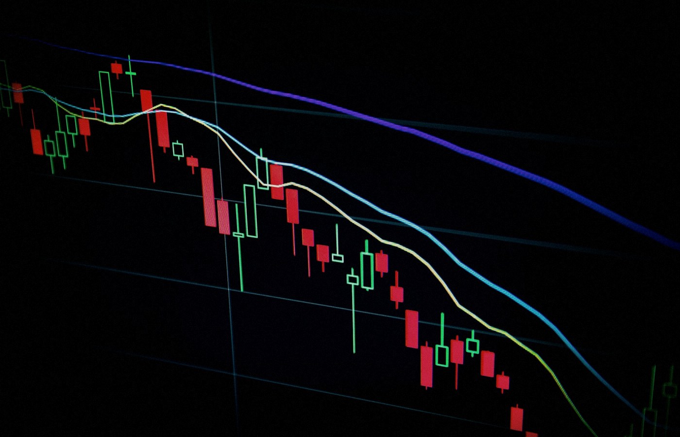 Face-free Unsplash candlestick chart on a dark screen — markets / IPO metaphor hero still for Anthropic mega IPO and Nvidia anchor talks September 2026