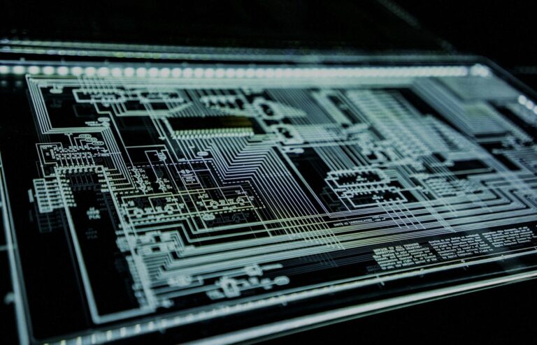 Face-free abstract teal LED circuit panel glowing against a dark background — related cybersecurity and agent supply-chain infrastructure still for AIR AI security startup coverage