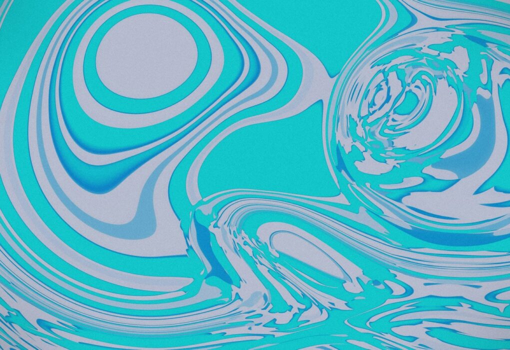 Face-free abstract blue and white swirling liquid art resembling a fluid vortex and turbulent flow — hero still for OpenAI Navier–Stokes Millennium Prize claim coverage