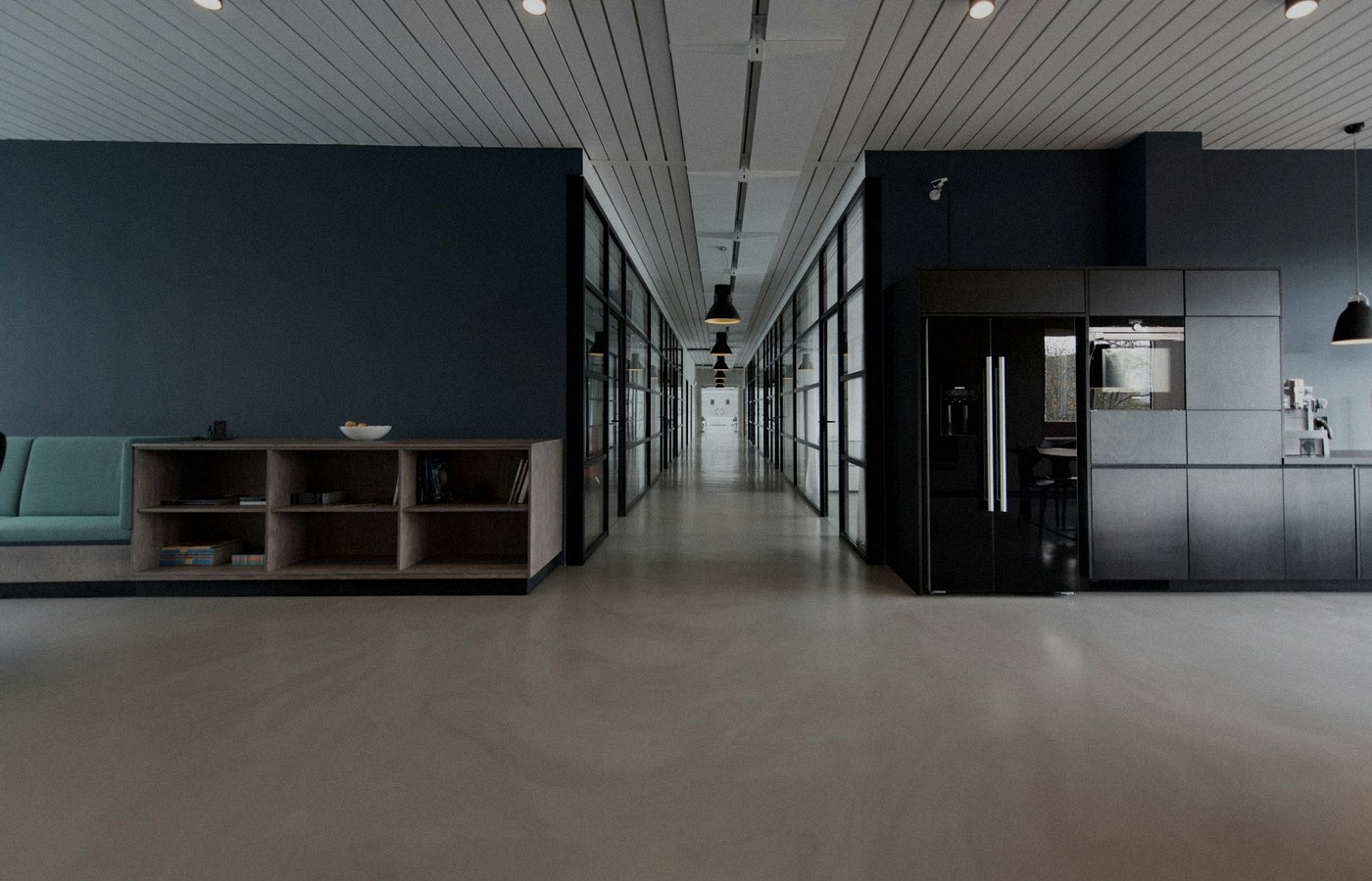Face-free Unsplash photograph of an empty modern office hallway / open workspace — related still for Jack & Jill Series A hiring-agents news Sep 15 2026