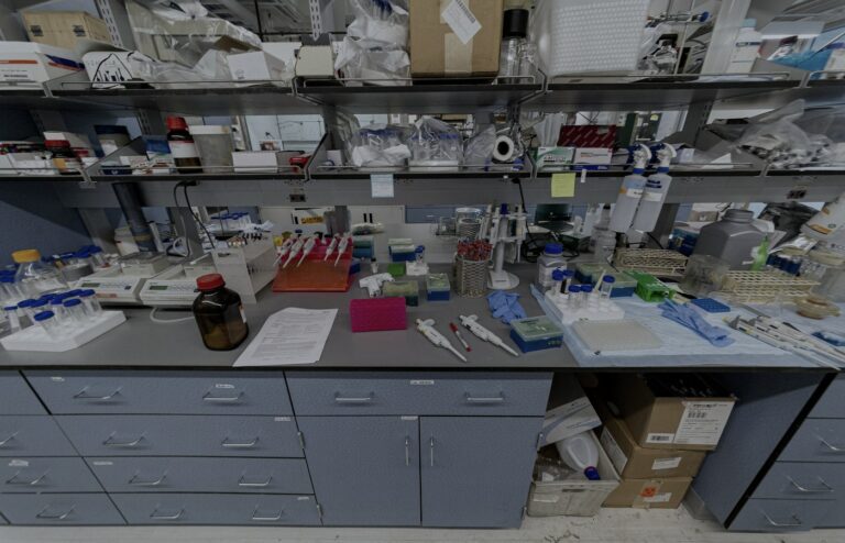 Face-free laboratory bench with pipettes and research equipment for Mithrl biomedical AI, Sep 20 2026