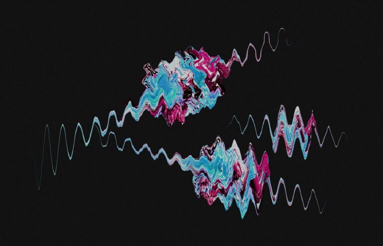 Face-free abstract sound-wave visualization on a black background — related still for Nuance Labs $50M full-duplex face-to-face AI news Sep 15 2026