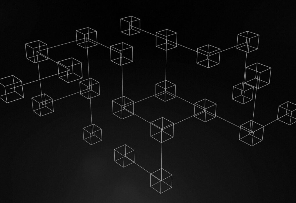 Face-free abstract wireframe cube network on dark background — related still for SciFin $44M seed revenue AI context-layer coverage